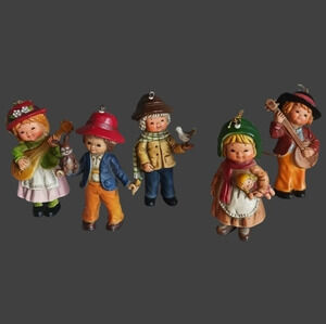 Bradford Vtg lot of 5 children ornaments 3 1/4 tall